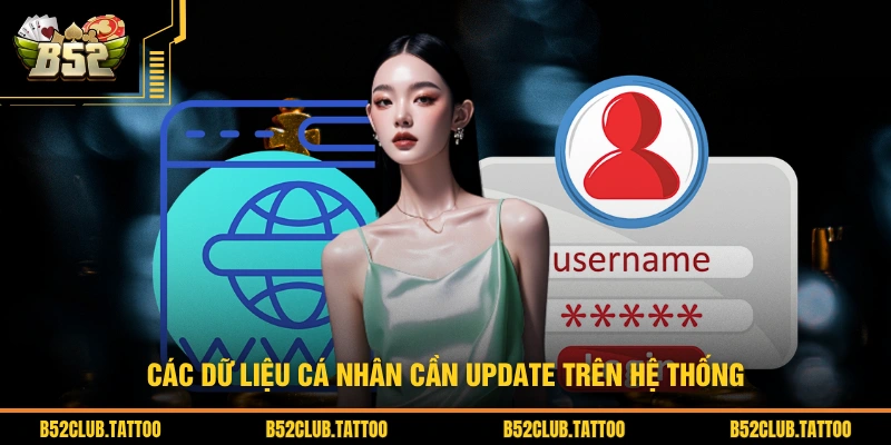 Các dữ liệu cá nhân cần update trên hệ thống